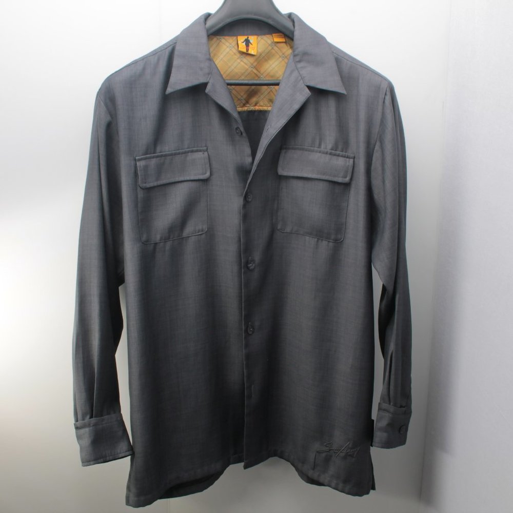 Steve Harvey Signature Collection Men's Long-Sleeve Button Down Shirt L Gray